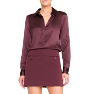 STAUD Annette Mini Skirt in Merlot